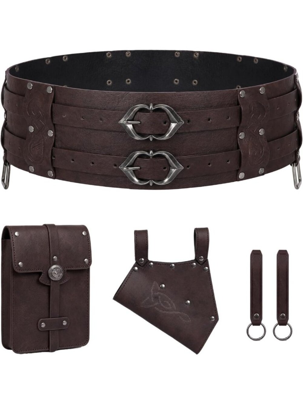 Medieval Wide Belt with Pouch & Sword Frog - Renaissance Viking LARP Cosplay